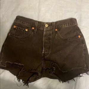 Distressed Black Denim Shorts